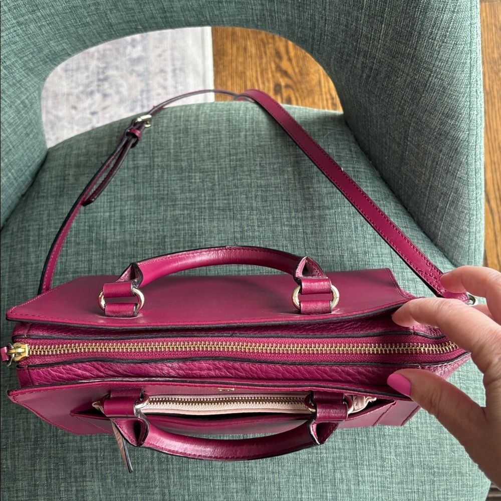 Kate Spade leather handle bag Fuchsia Pink Satchel crossbody purse EUC feminine - Picture 14 of 16